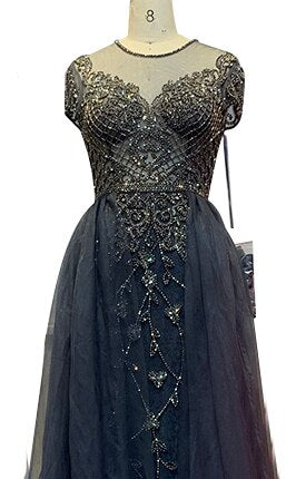 Vestidos de noche de manga corta con cristales de Dubái, diseño 2025, vestido formal sexy de sirena de lujo LA60960 