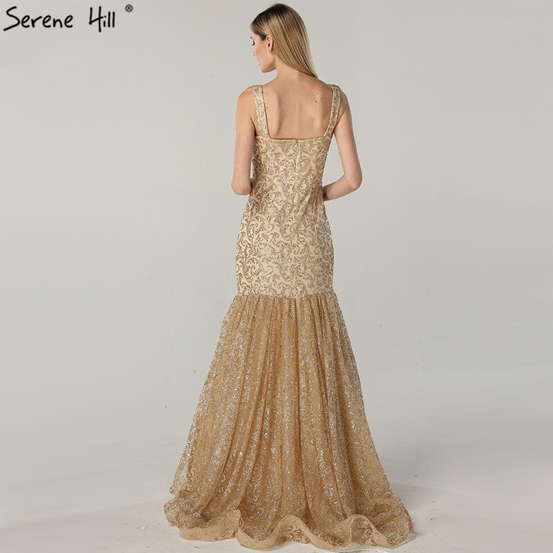 On Sale No Return No Refund  Dubai Design Luxury Gold Glitter Evening Dresses 2025 Boat Neck Sleeveless Sexy Evening Gowns Real Photo LA60701