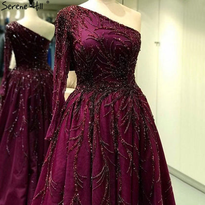 Luxus Dubai One-Shoulder Weinrot Abendkleider LA60988 