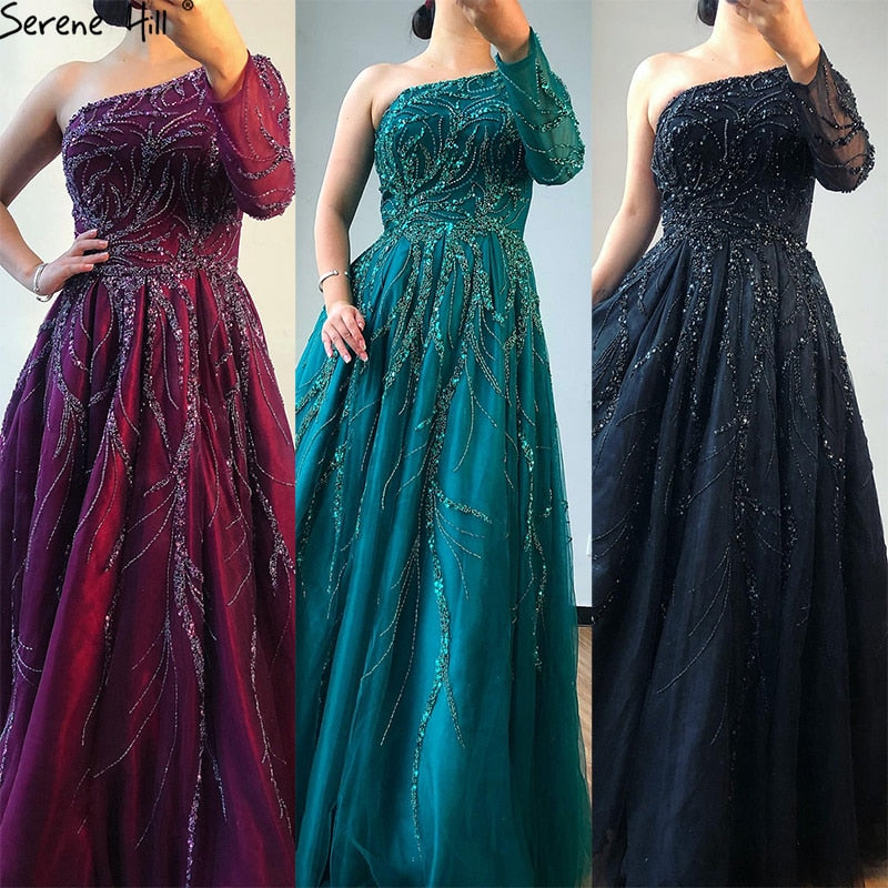 Luxus Dubai One-Shoulder Weinrot Abendkleider LA60988 