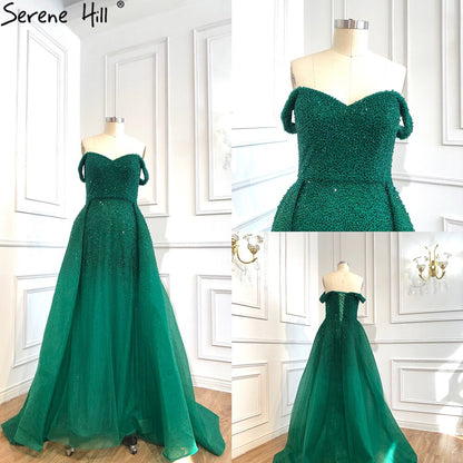 En oferta, sin devolución ni reembolso, vestido de noche de lujo tipo sirena gris de Dubái, sin mangas, 2025, vestido formal sexy con hombros descubiertos, diseño LA70602 