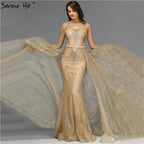 Im Angebot, keine Rückgabe, keine Rückerstattung. Verkauf von Dubai Luxury Gold One Shoulder Abendkleider 2025 Mermaid Sexy Glitter Abendkleider Design LA70044 