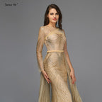 Im Angebot, keine Rückgabe, keine Rückerstattung. Verkauf von Dubai Luxury Gold One Shoulder Abendkleider 2025 Mermaid Sexy Glitter Abendkleider Design LA70044 