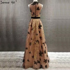 Im Angebot, keine Rückgabe, keine Rückerstattung. Verkauf: Dubai Luxus-Abendkleider mit goldenen Pailletten in A-Linie, O-Ausschnitt, ärmellos, sexy, formelles Kleid 2025 LA70001 