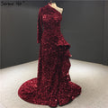 Dubai Luxury One Shoulder Red Evening Dresses 2025 Sequined Sparkle Mermaid Sexy Fromal Dress HM67056