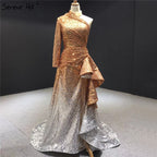 Dubai Luxury One Shoulder Red Evening Dresses 2025 Sequined Sparkle Mermaid Sexy Fromal Dress HM67056