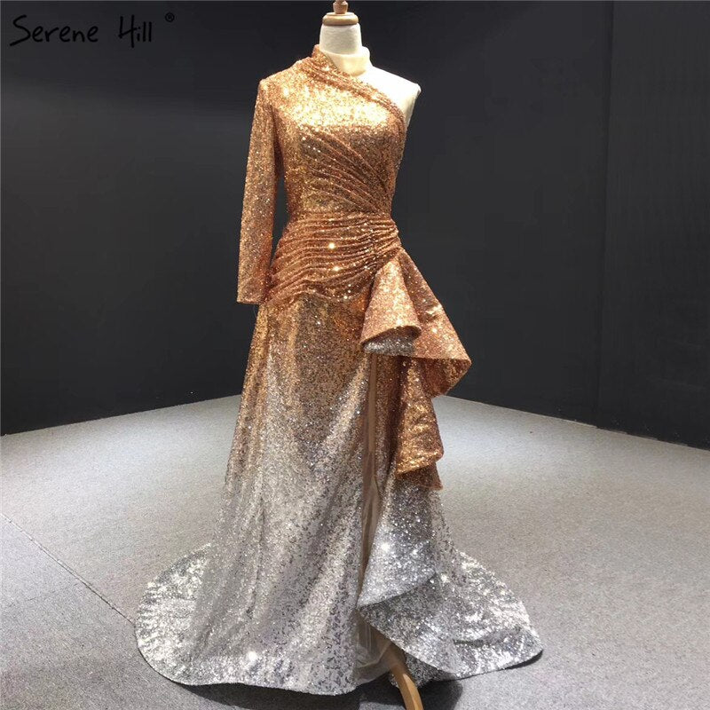 Dubai Luxus One-Shoulder Red Abendkleider 2025 Pailletten Sparkle Mermaid Sexy Fromal Kleid HM67056 