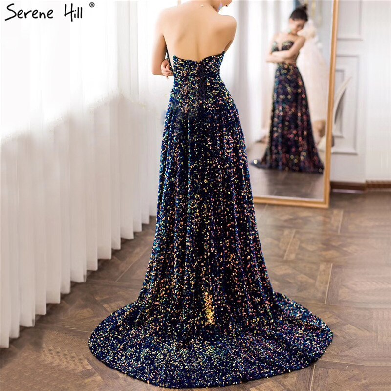 Im Angebot, keine Rückgabe, keine Rückerstattung. Verkauf Dubai Luxus Pailletten funkeln sexy Abendkleider 2025 Sweetheart A-Linie mit Schleppe Abendkleider LA70273 