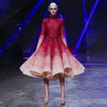 Vestidos de novia rojos de lujo de alta gama con lentejuelas, mangas largas, cambio gradual, vestidos de novia Dubái 2025 LA71799 