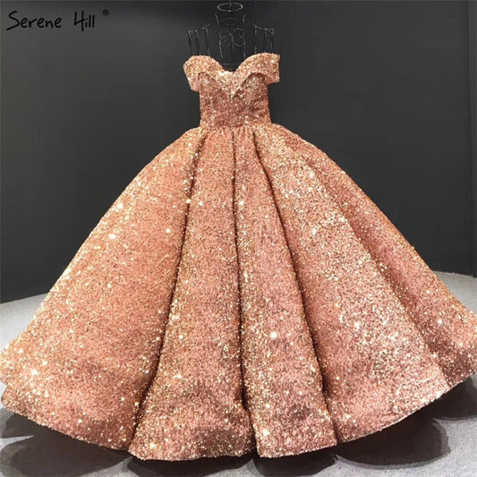 Dubai Schatz Sexy Grün Luxus Brautkleider 2025 Pailletten Off Schulter Brautkleider HM66991 Nach Maß 