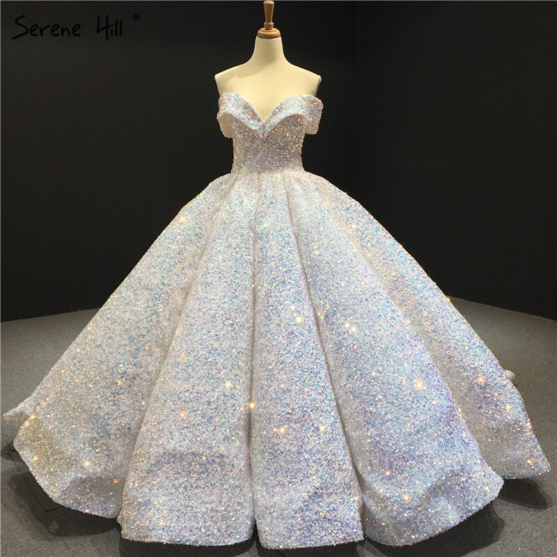 Vestidos de novia de lujo verdes sexys con escote corazón de Dubái 2025, vestidos de novia con lentejuelas y hombros descubiertos HM66991, hechos a medida 