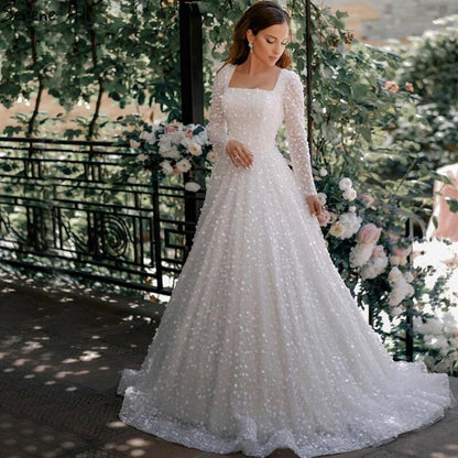 Dubai Weiß A-Linie Sexy Luxus Abendkleider 2025 Perlen Langarm Sexy Abendkleid LA70271 