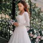 Vestido de noche blanco de Dubái, corte en A, sexy, de lujo, 2025, con cuentas, manga larga, vestido formal sexy LA70271 