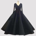 Vestidos de noche sexys de alta gama con escote en V en color vino tinto de Dubái 2025, vestidos de noche de lujo con cristales y manga larga, diseño LA70272 