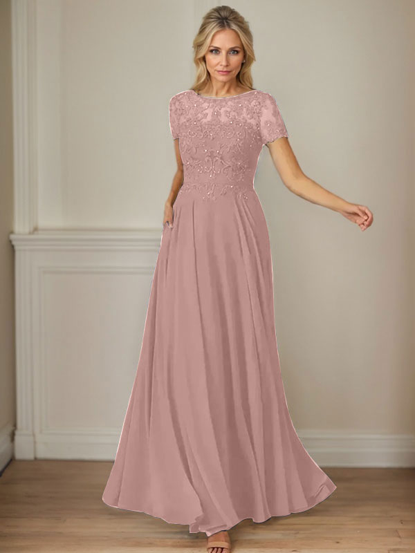 Dunkelmarineblaues A-Linien-Chiffonkleid mit U-Boot-Ausschnitt und Pailletten 