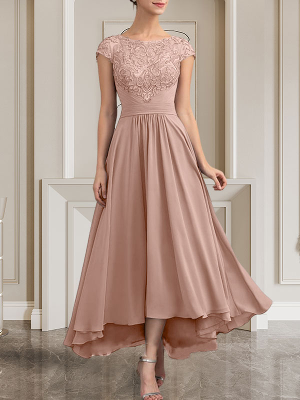 Vestido de gasa con encaje y lentejuelas para madre de la novia, corte A, largo hasta el suelo
