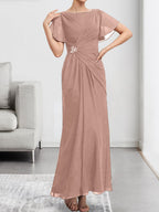 Vestido de gasa con encaje, corte A, ilusión, largo hasta la rodilla, para madre de la novia, con lentejuelas y abalorios