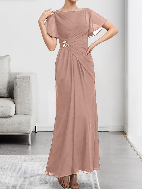 Vestido de gasa con encaje, corte A, ilusión, largo hasta la rodilla, para madre de la novia, con lentejuelas y abalorios