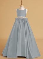 Duchesse-Linie/Princess-Linie Satin Sweep/Pinsel zug Blumenmädchenkleid 