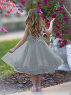 Vestido de fiesta/princesa de tul hasta la rodilla para niña de las flores
