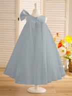 Vestido de tul con lazo grande y corte A hasta la rodilla para niña pequeña
