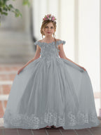 Vestido de fiesta/princesa de encaje con cola larga, color rosa, para cumpleaños