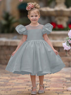 Duchesse-Linie/Princess-Linie Satin Knielang Blumenmädchenkleid 