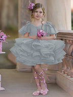 Vestido de fiesta/princesa de tul hasta la rodilla para niña de las flores de cumpleaños