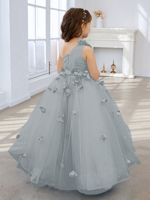 Duchesse-Linie/Princess-Linie Tüll Bodenlang Blumenmädchenkleid 