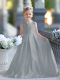 A-Linie Spitze Satin Bodenlang Erstkommunionkleid für Blumenmädchen 