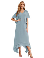 Vestidos de gasa para madre de la novia, tallas grandes, con chaqueta, vestidos formales para boda, SY28073 