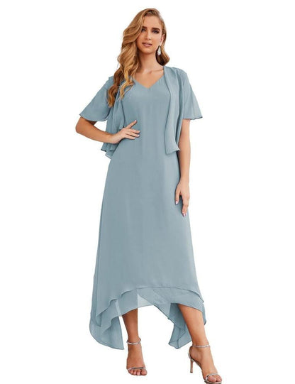 Sunnderly Chiffon Plus Size Mother of Bride Dresses with Jacket Formal Dresses for Wedding SY28073
