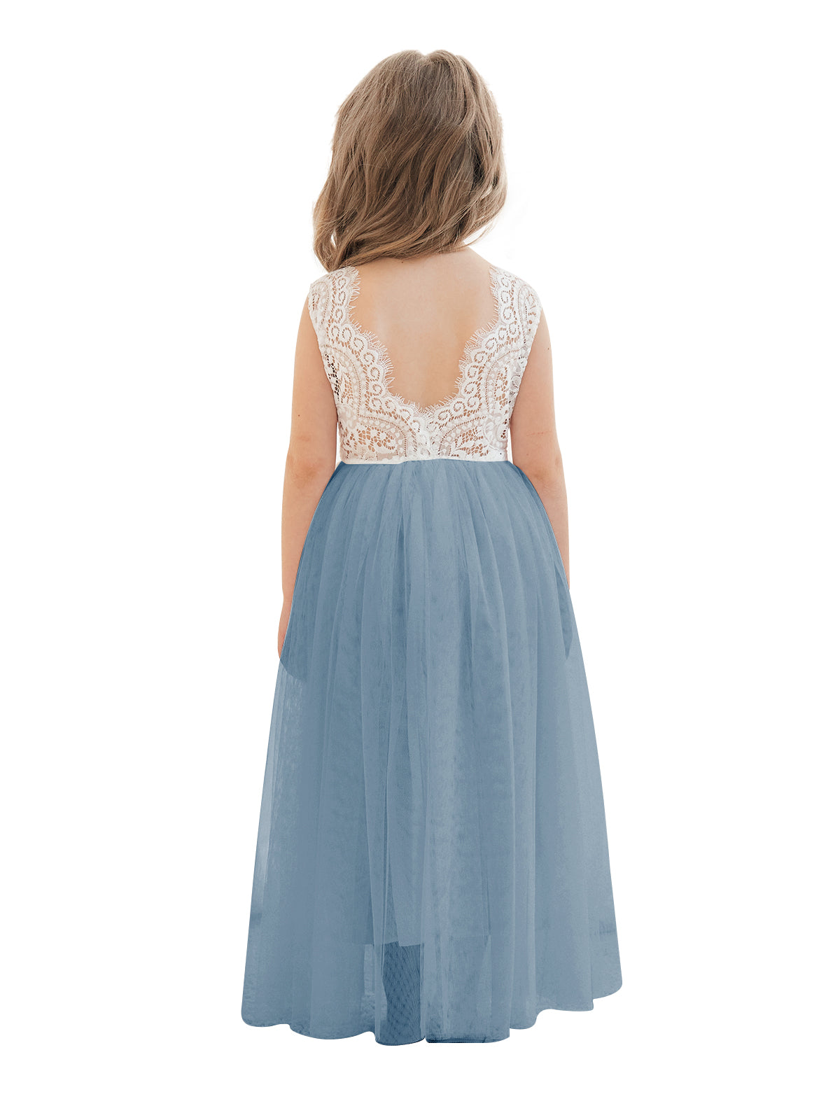 A-Linie Spitze Tüll Knöchellang Weiß Kleid (2003227597) 