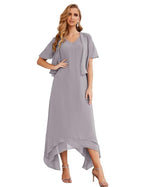 Vestidos de gasa para madre de la novia, tallas grandes, con chaqueta, vestidos formales para boda, SY28073 