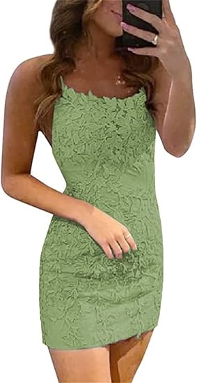 Vestidos de fiesta sin mangas con tirantes finos y encaje azul de columna corta 