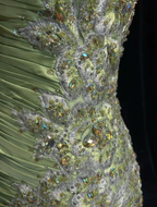 Vestido de noche vintage de sirena verde de satén con cuentas y lentejuelas, vestido de fiesta largo con tirantes finos Y8556