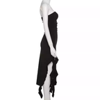 Elegante vestido de fiesta negro sin tirantes, vestido de noche negro Y1929