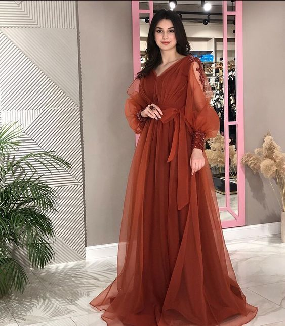 Modisches A-Linien-Abendkleid aus Tüll, langes Ballkleid Y5563