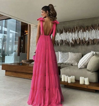 Hot Pink Rückenfreies Ballkleid, Abendkleid Y1522