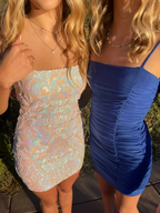 Precioso vestido de fiesta con tirantes finos, vestido azul ajustado Y2102