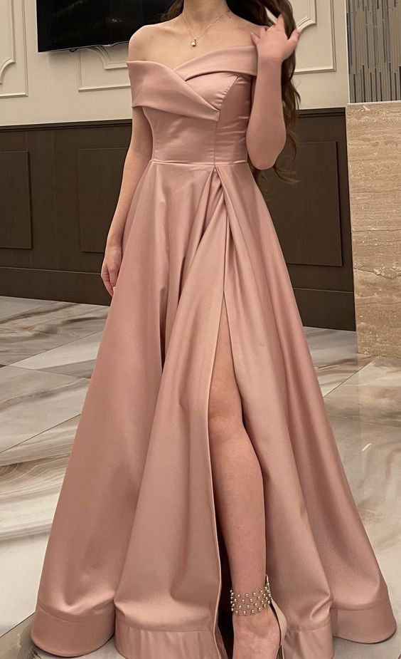 A-Linie Off The Shoulder Abendkleid mit Schlitz Galakleid Y5242