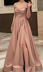 A-Linie Off The Shoulder Abendkleid mit Schlitz Galakleid Y5242