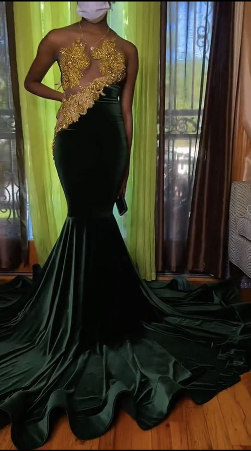 Charmantes grünes Meerjungfrau-Abendkleid Grünes Abendkleid Y6537