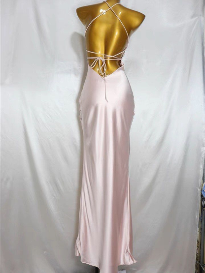 Charmantes langes Ballkleid im Meerjungfrauen-Stil, schlichtes rosa Abendkleid Y1932