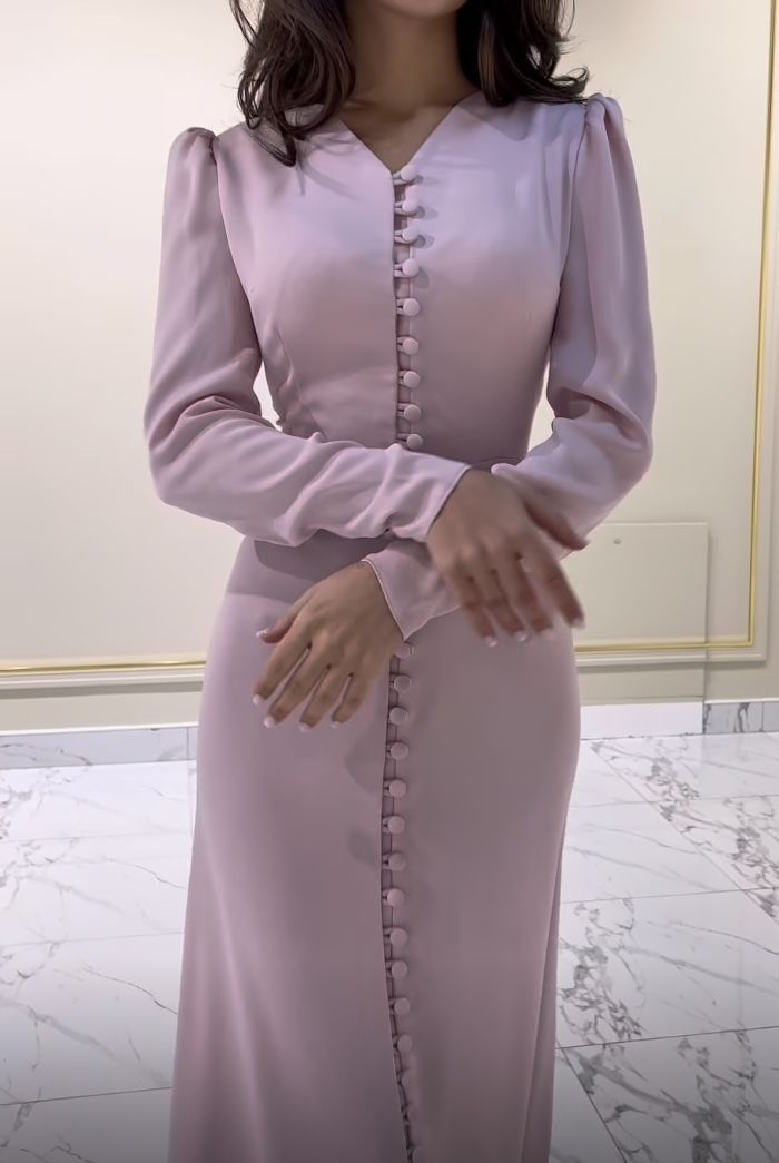 Elegante vestido de fiesta de manga larga con corte tubo/columna, vestido de noche encantador Y4636