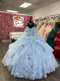 Babyblaues Quinceanera-Kleid mit Tüllapplikationen, Babyblaues Ballkleid, Sweet 16-Kleid, Y2426