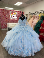 Babyblaues Quinceanera-Kleid mit Tüllapplikationen, Babyblaues Ballkleid, Sweet 16-Kleid, Y2426