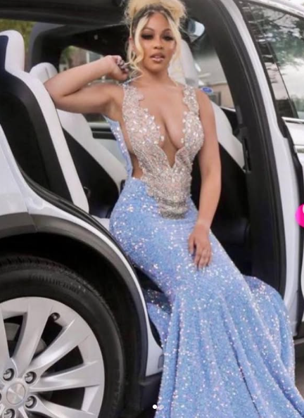 Vestido de noche azul brillante con corte sirena largo para fiesta Y1647