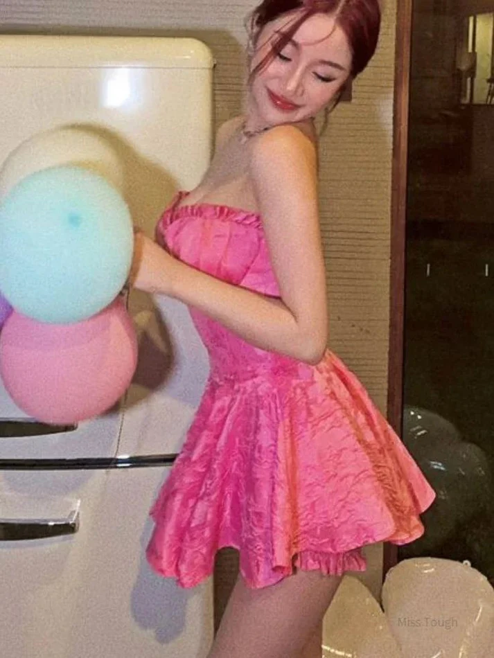 Sweet Pink A Line Strapless Short Homecoming Dress Y7753