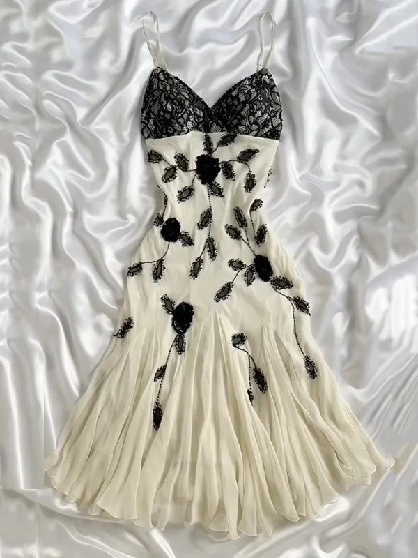 Hermoso vestido de fiesta de gasa color marfil con encaje y cuentas, vestido de noche largo estilo sirena Y8305